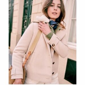 NWT Sézane Hamptons wool Coat beige SZ40 bust 42 US8 with bag